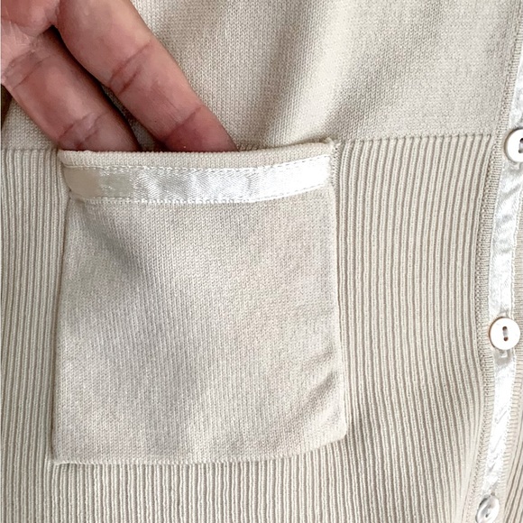 CAbi Tan Cardigan w/ Ribbon Edging - Picture 6 of 15